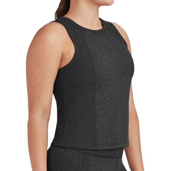 Member's Mark Women's Soft Rib Cropped Tank Size XL Charcoal Gray Heather - Picture 2 of 8